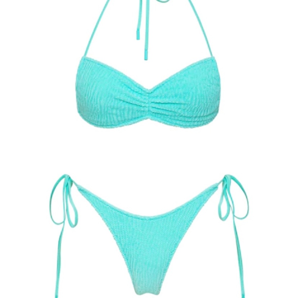 ISO - triangl greta bikini in granada turquoise teal crinkle